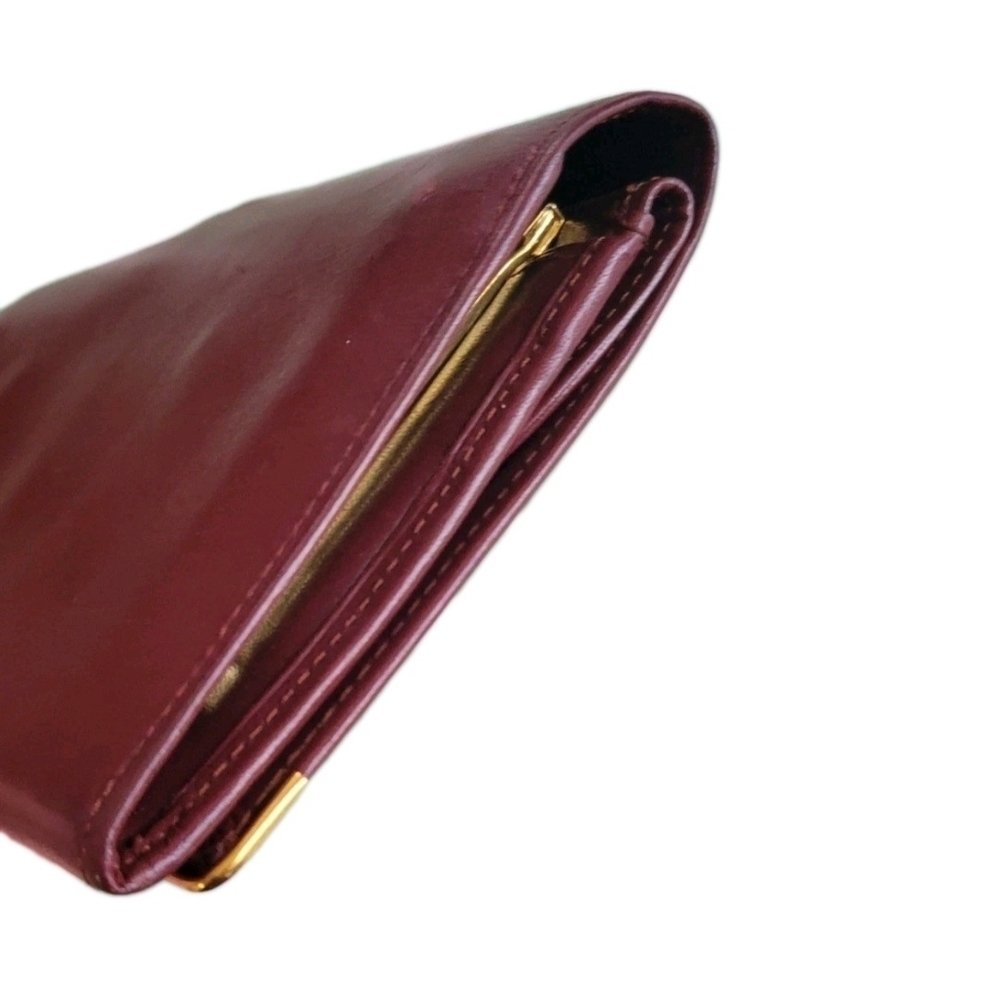 RARE Cartier Vintage Bordeaux Burgundy Leather Designer Kisslock Wallet (EUC) - Picture 4 of 7